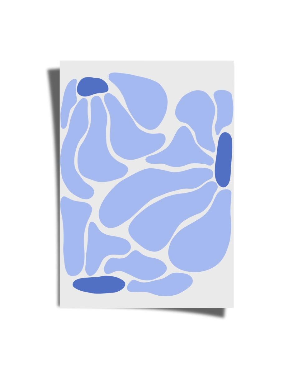 Blue Abstract Flower Poster