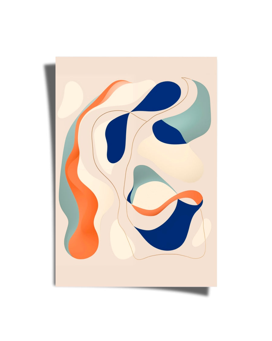 Orange Blue Abstract Lines Poster