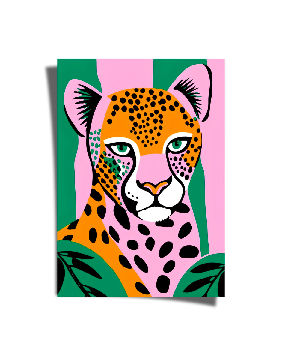 Pink And Green Tiger Poster