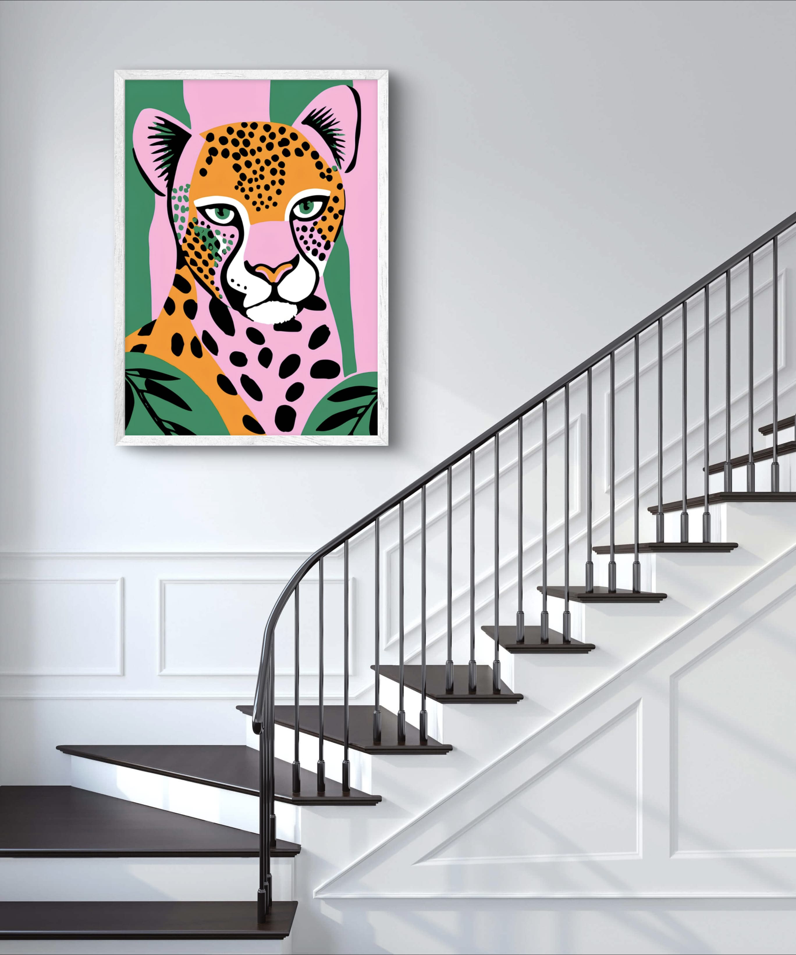 Pink And Green Tiger Poster