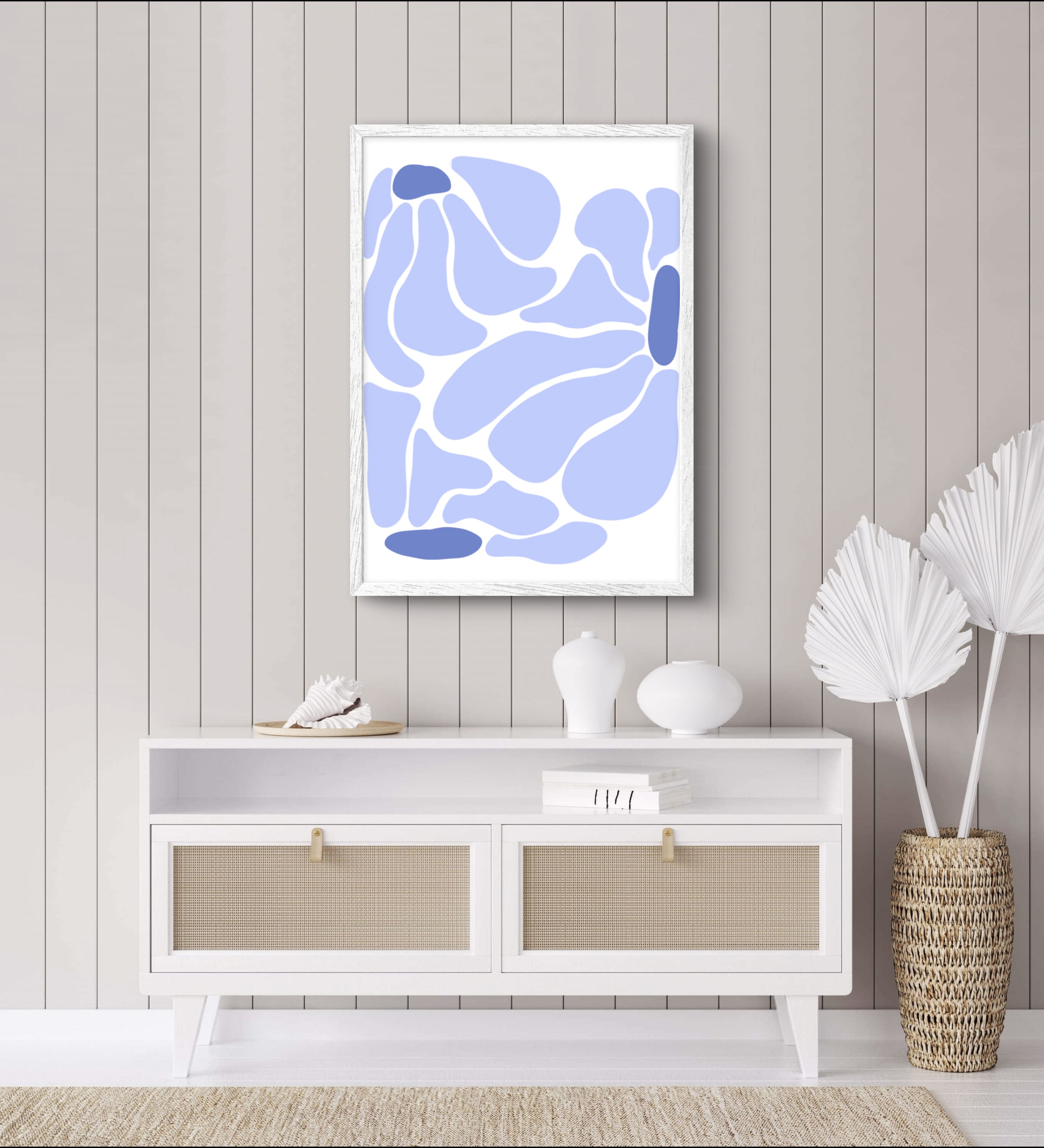 Blue Abstract Flower Poster