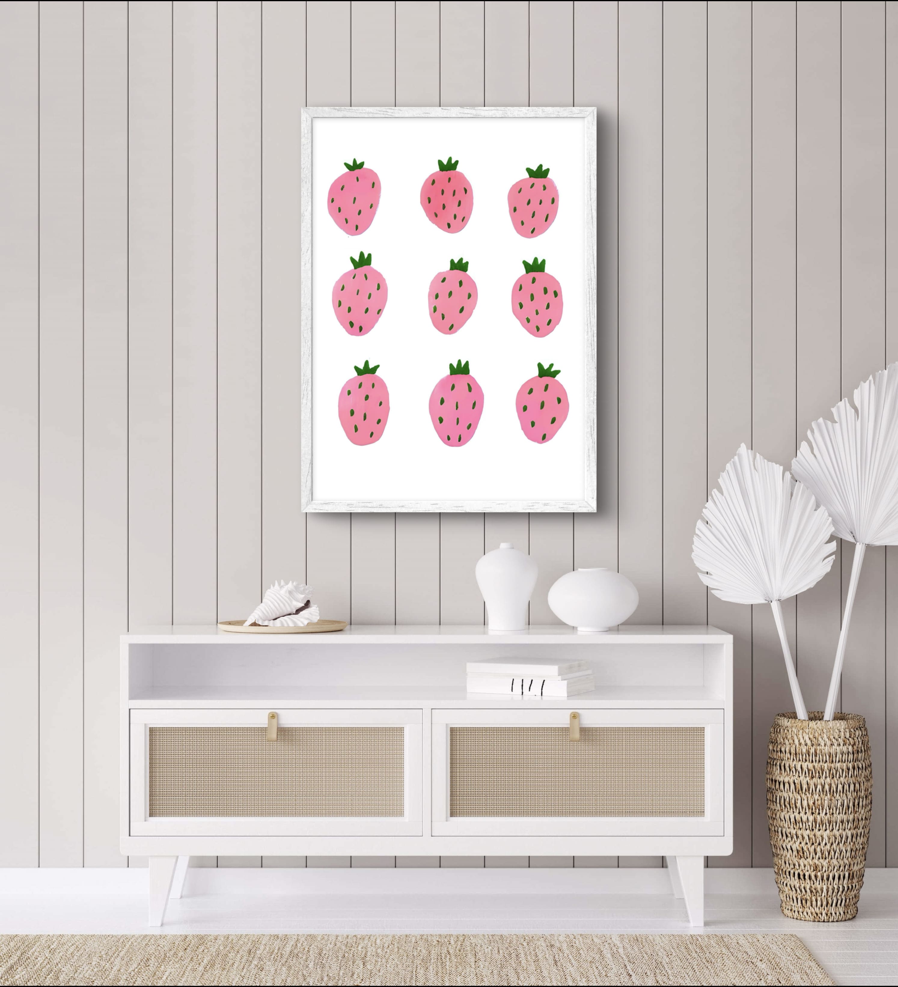 Pink Strawberries Poster